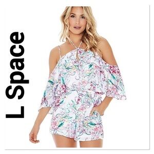 L* SPACE Seaside Halter Romper White Floral medium